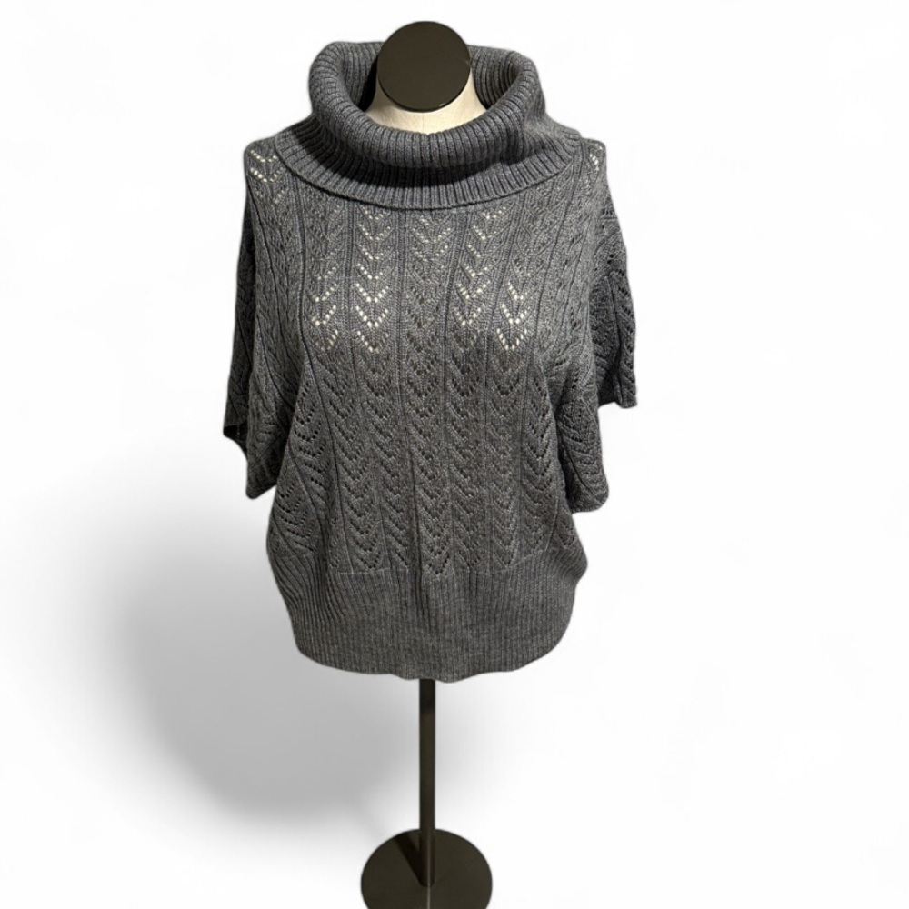 Dress Barn Mock Neck Gray short sleeve Turtleneck Sweater Size 18/20